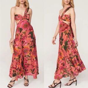 knee length dresses for ladies Orange Gradient Stripes Maxi Dress  FARM Rio